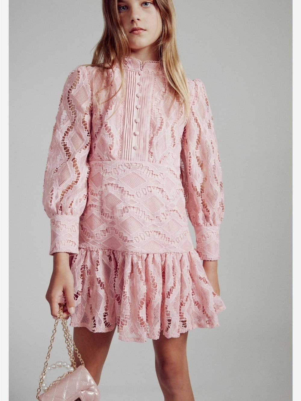 Bardot Girl Talina Lace Dress In Cloud Pink